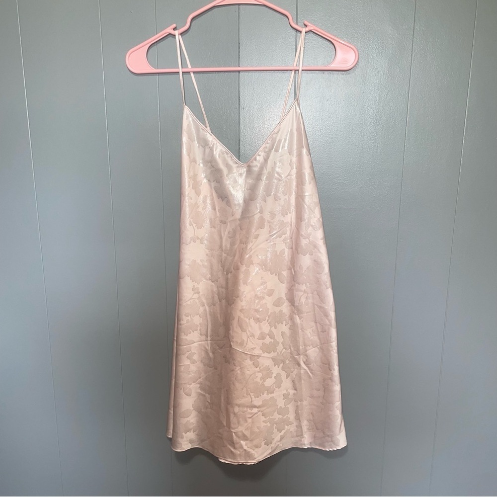 Victoria’s Secret Light Pink Shiny Strappy Slip Nightie Medium